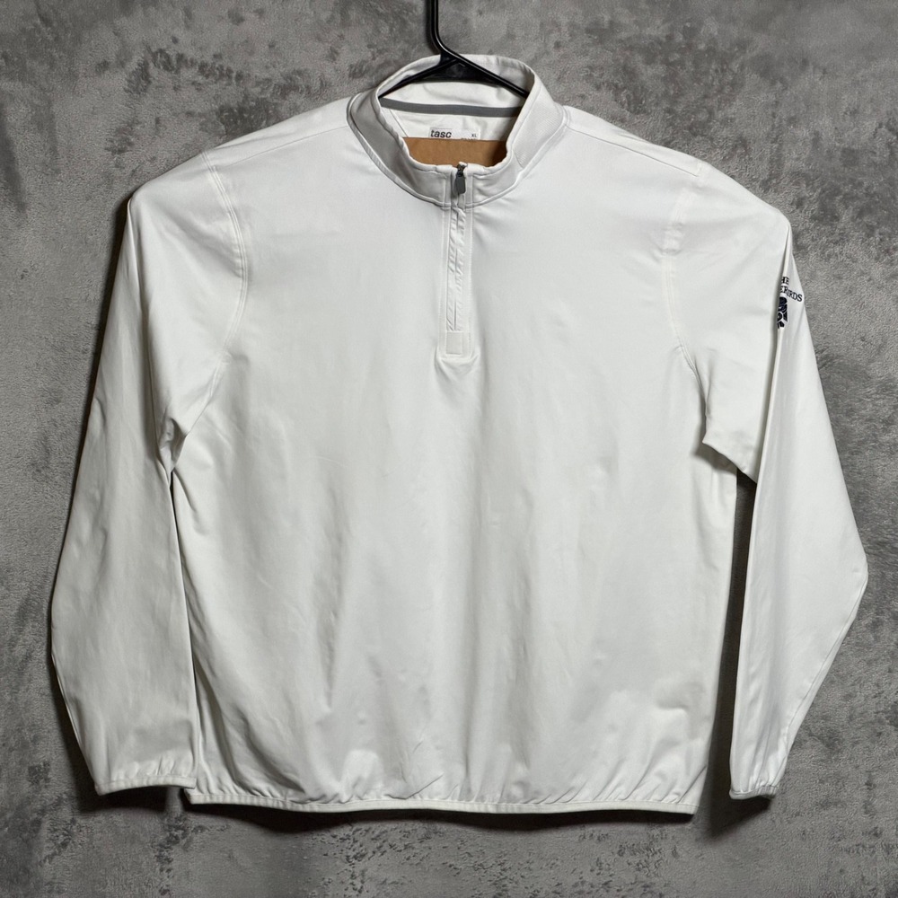 tasc Pullover Mens XL White 1/4 Zip Performance Thunderbirds Golf Preppy